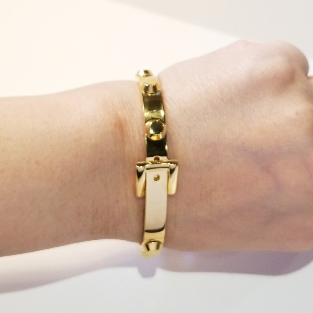 18K Gold Plated Belt Buckle Bangle Bracelet NEW - Picture 8 of 8